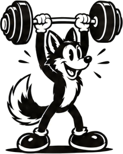 Wolfhound mascot lifting a barbell overhead